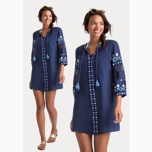 Vineyard Vines Solid Embroidered Cover Up Navy Blue Dress - Size XS
